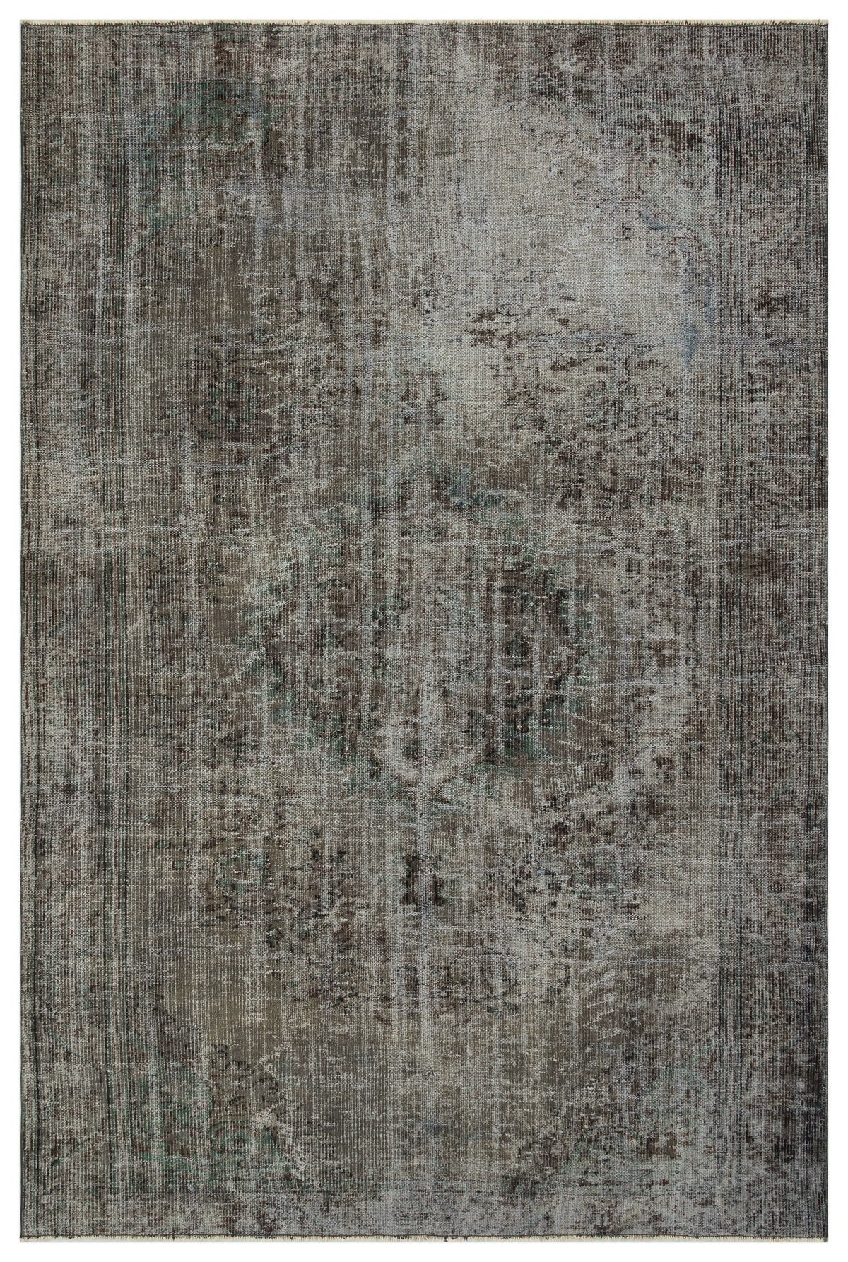 Gray Over Dyed Vintage Rug 6&#39;3&#39;&#39; x 9&#39;4&#39;&#39; ft 191 x 285 cm