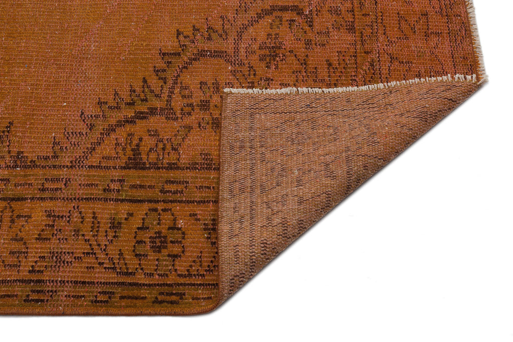 Brown Over Dyed Vintage Rug 5'5'' x 9'1'' ft 164 x 277 cm