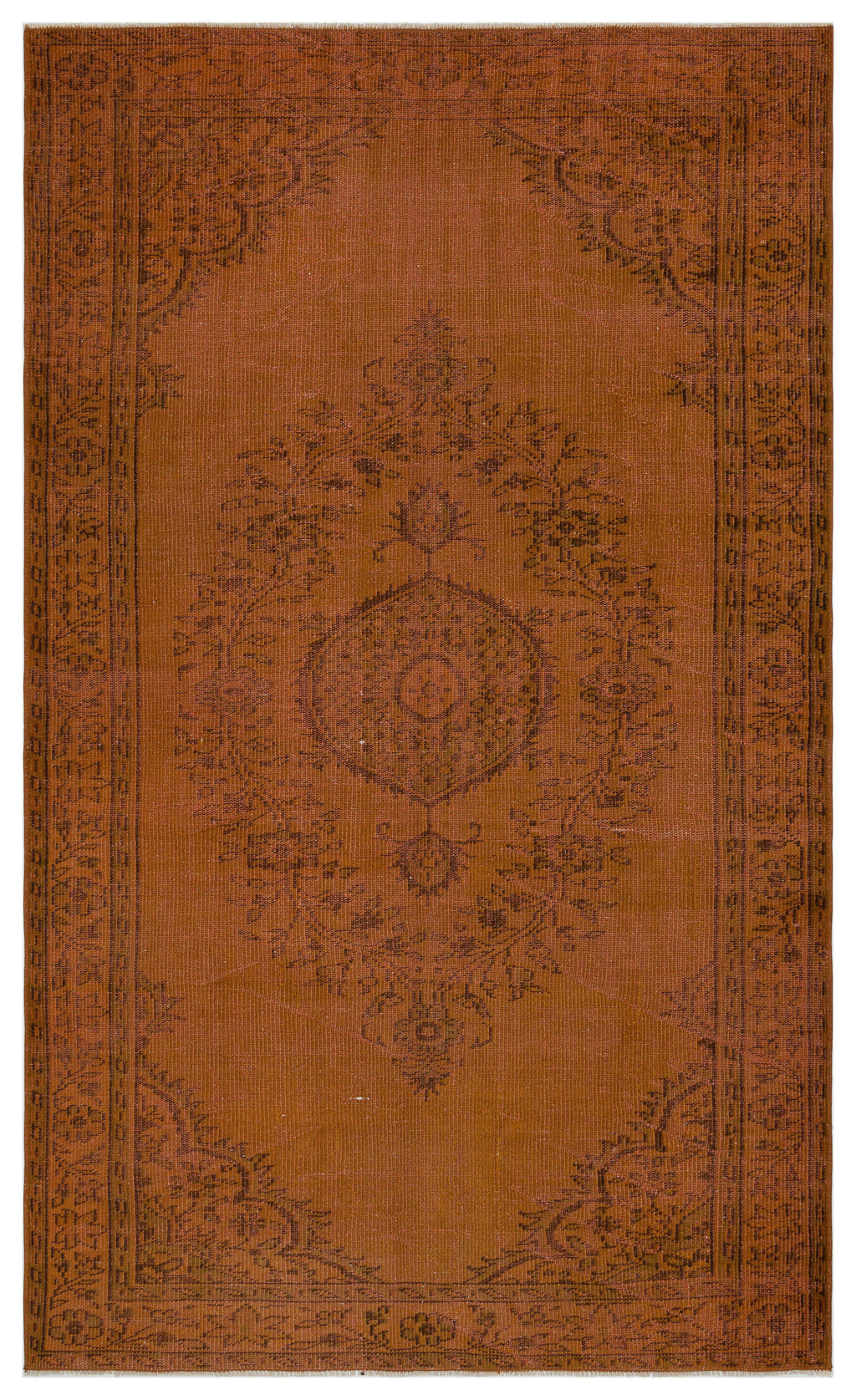 Brown Over Dyed Vintage Rug 5'5'' x 9'1'' ft 164 x 277 cm