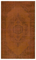 Brown Over Dyed Vintage Rug 5'5'' x 9'1'' ft 164 x 277 cm
