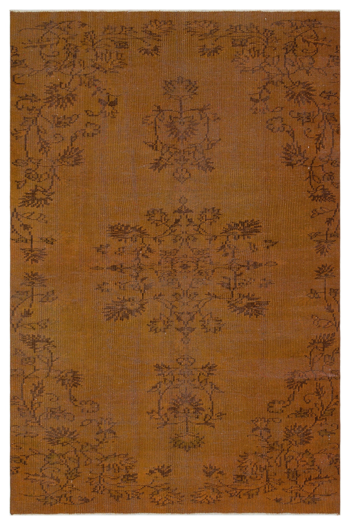Brown Over Dyed Vintage Rug 5&#39;3&#39;&#39; x 8&#39;0&#39;&#39; ft 159 x 244 cm