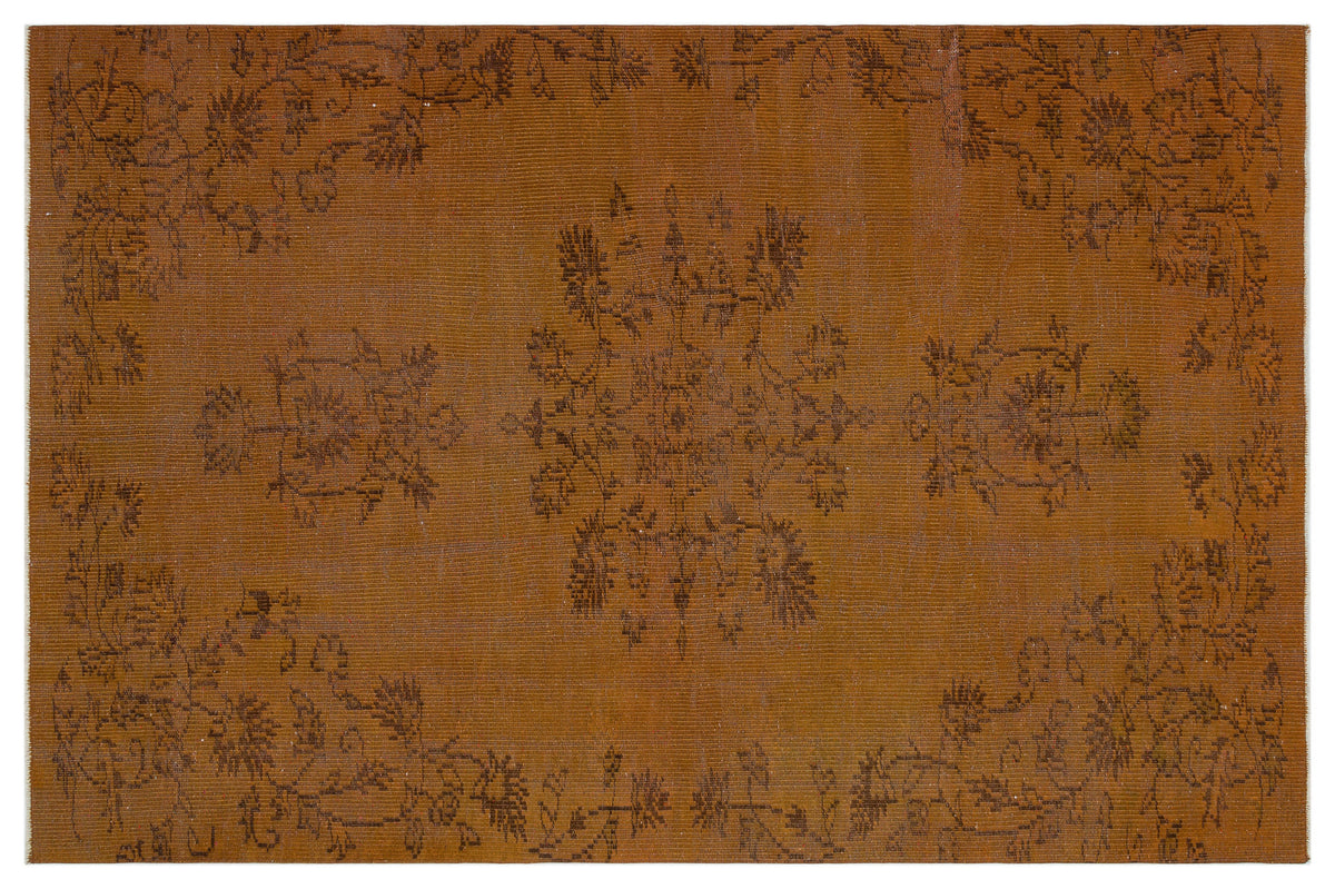 Brown Over Dyed Vintage Rug 5&#39;3&#39;&#39; x 8&#39;0&#39;&#39; ft 159 x 244 cm