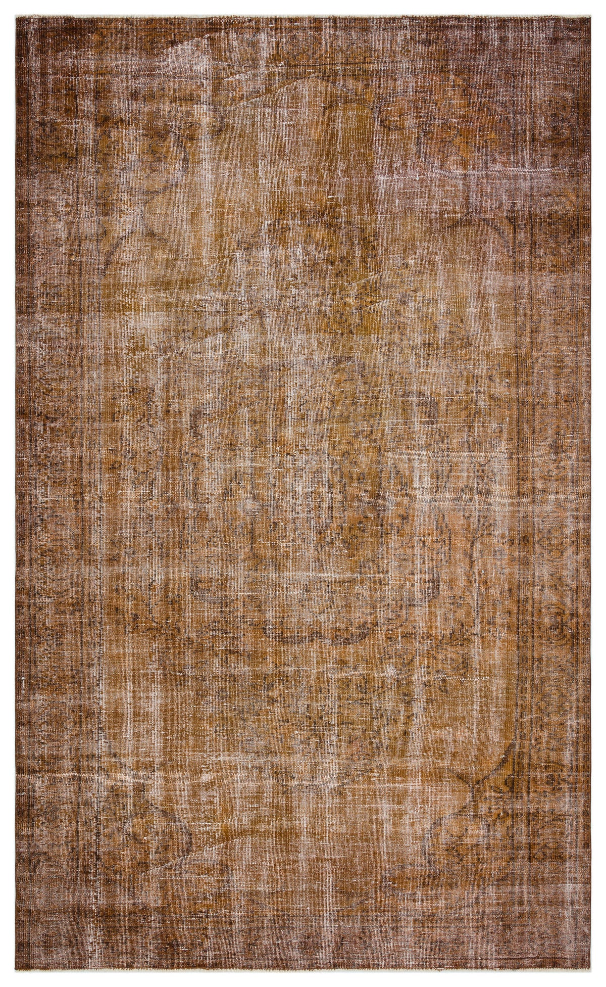 Brown Over Dyed Vintage Rug 6&#39;1&#39;&#39; x 9&#39;10&#39;&#39; ft 186 x 300 cm