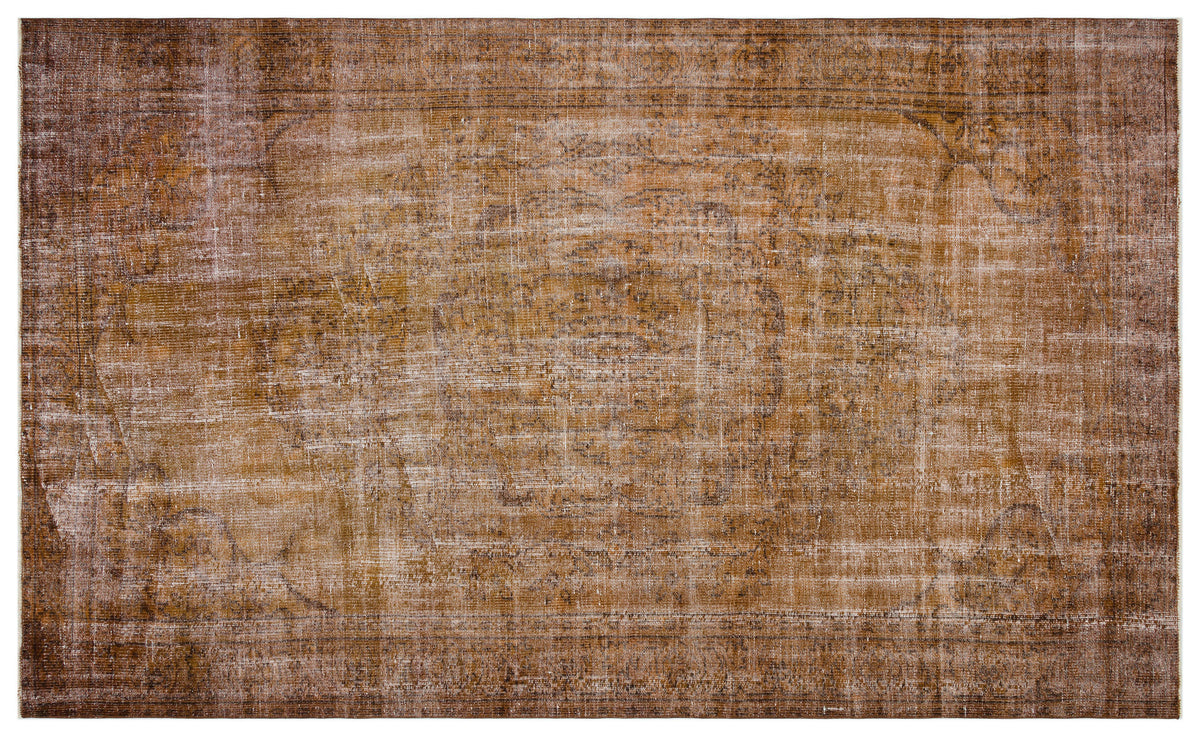 Brown Over Dyed Vintage Rug 6&#39;1&#39;&#39; x 9&#39;10&#39;&#39; ft 186 x 300 cm