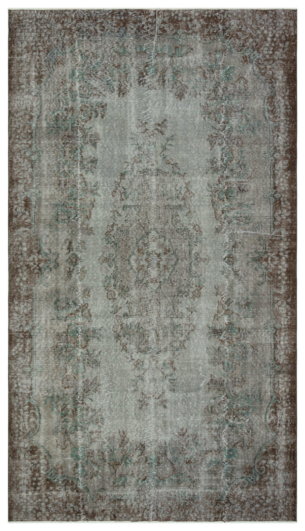 Gray Over Dyed Vintage Rug 5&#39;7&#39;&#39; x 9&#39;12&#39;&#39; ft 171 x 304 cm