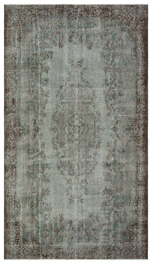 Gray Over Dyed Vintage Rug 5'7'' x 9'12'' ft 171 x 304 cm