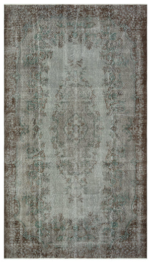 Gray Over Dyed Vintage Rug 5'7'' x 9'12'' ft 171 x 304 cm
