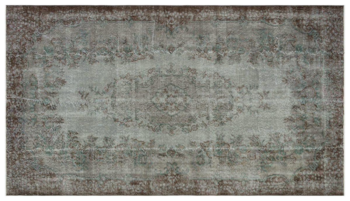 Gray Over Dyed Vintage Rug 5&#39;7&#39;&#39; x 9&#39;12&#39;&#39; ft 171 x 304 cm