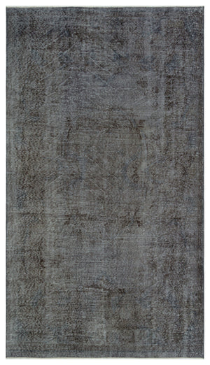 Gray Over Dyed Vintage Rug 5'3'' x 9'1'' ft 161 x 277 cm