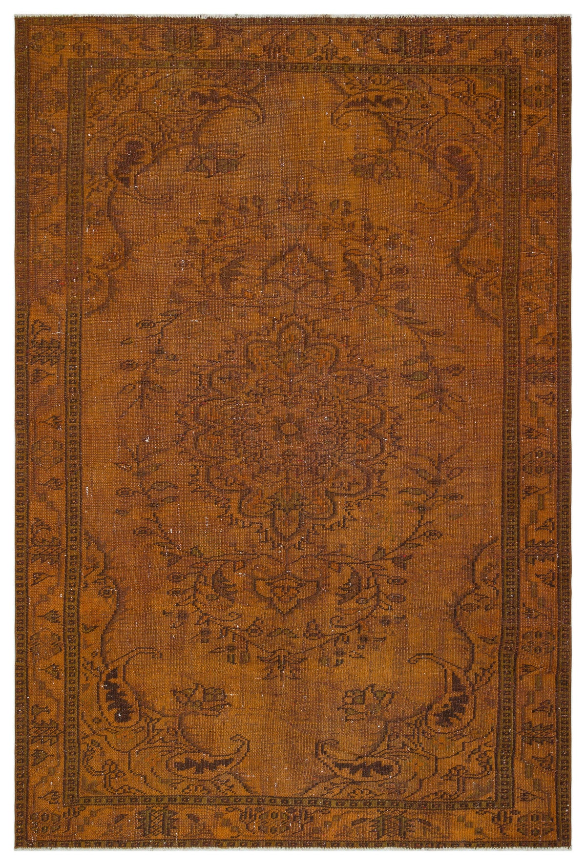 Brown Over Dyed Vintage Rug 5&#39;12&#39;&#39; x 9&#39;0&#39;&#39; ft 182 x 275 cm
