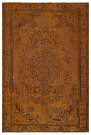 Brown Over Dyed Vintage Rug 5'12'' x 9'0'' ft 182 x 275 cm