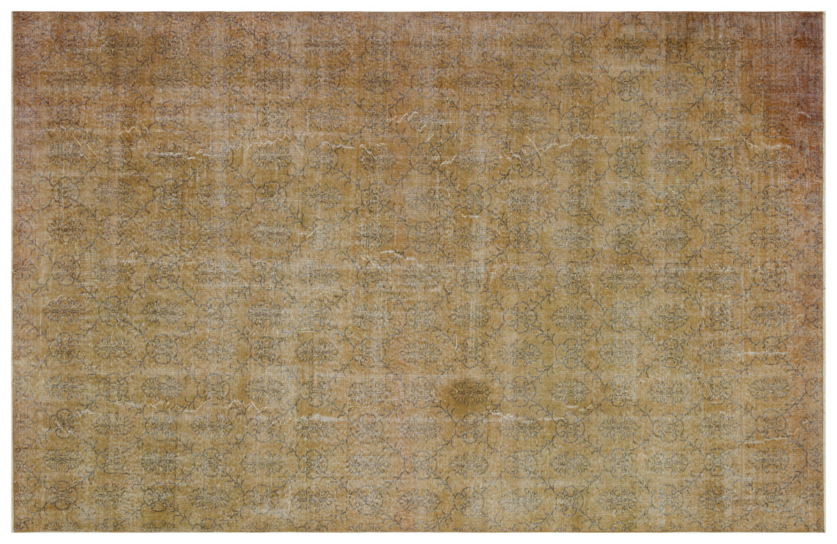 Brown Over Dyed Vintage Rug 7&#39;3&#39;&#39; x 10&#39;12&#39;&#39; ft 220 x 335 cm