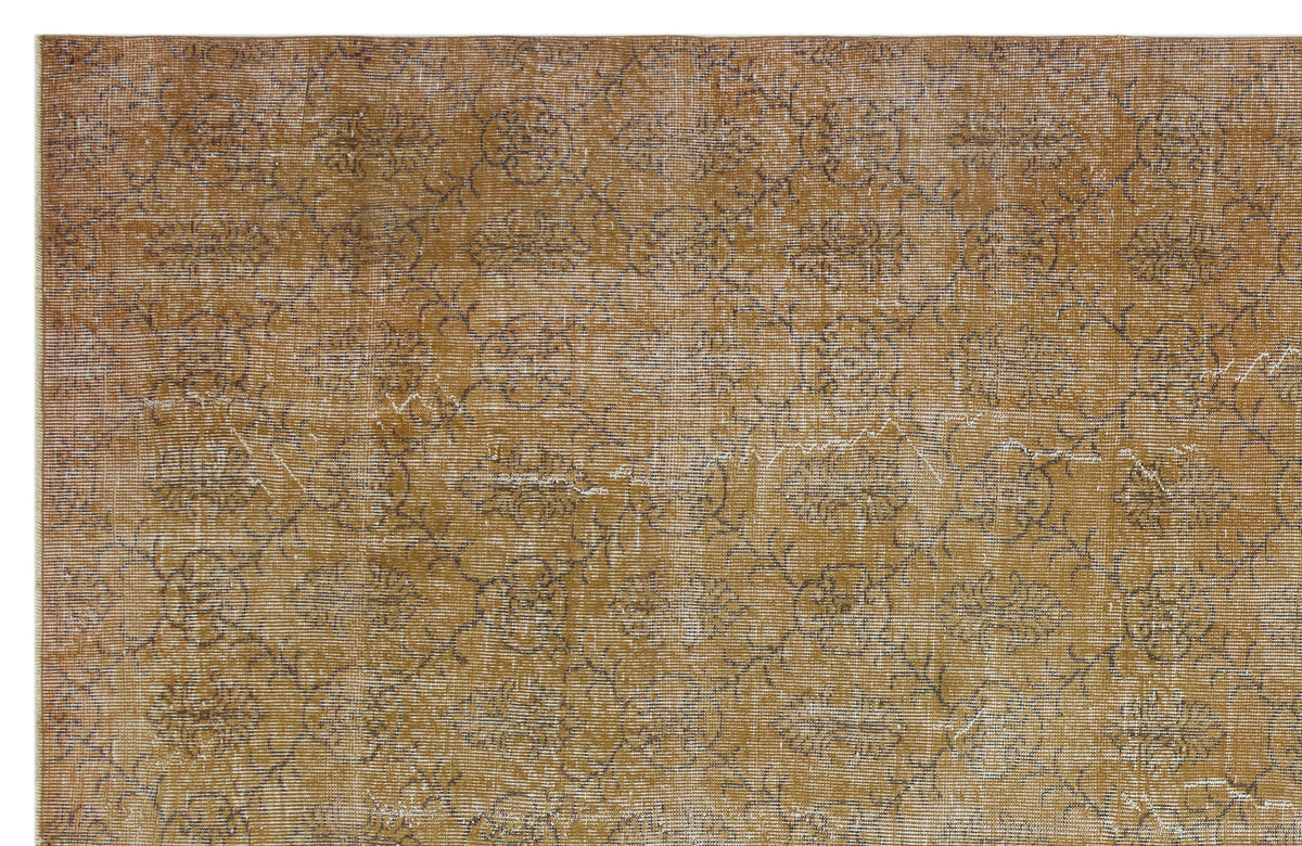 Brown Over Dyed Vintage Rug 7&#39;3&#39;&#39; x 10&#39;12&#39;&#39; ft 220 x 335 cm