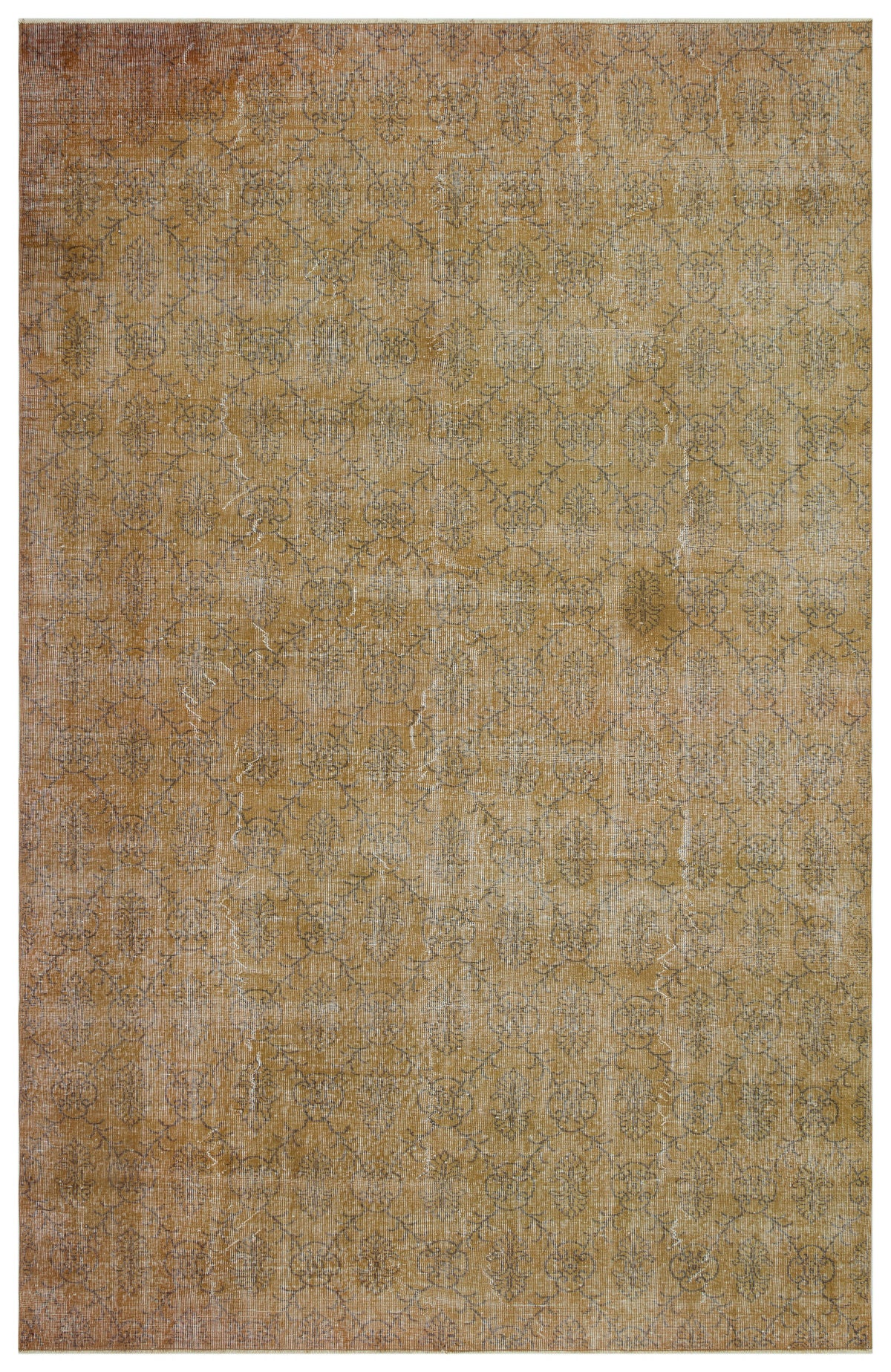 Brown Over Dyed Vintage Rug 7&#39;3&#39;&#39; x 10&#39;12&#39;&#39; ft 220 x 335 cm