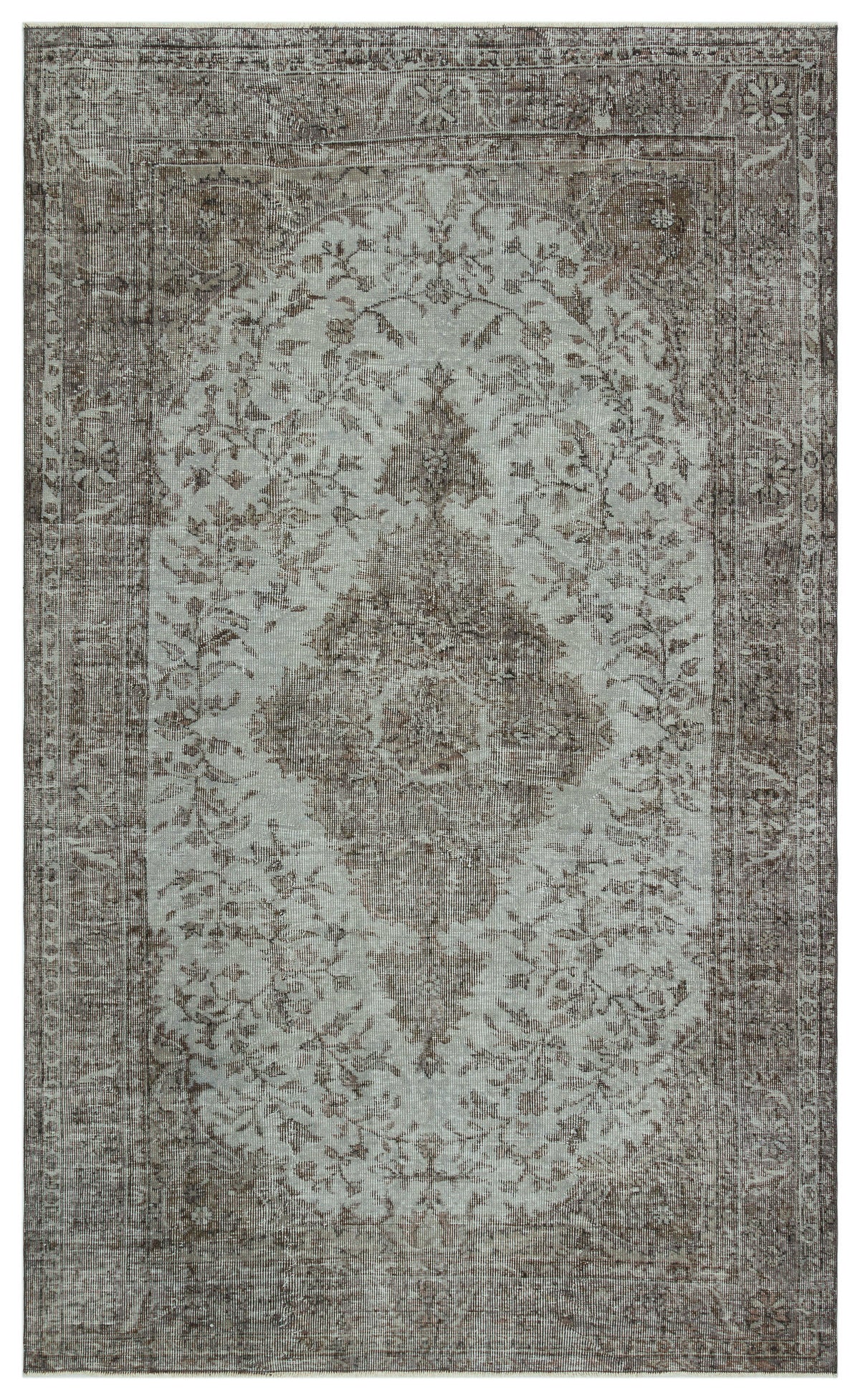 Gray Over Dyed Vintage Rug 5&#39;6&#39;&#39; x 9&#39;3&#39;&#39; ft 167 x 281 cm