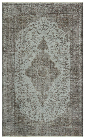 Gray Over Dyed Vintage Rug 5'6'' x 9'3'' ft 167 x 281 cm