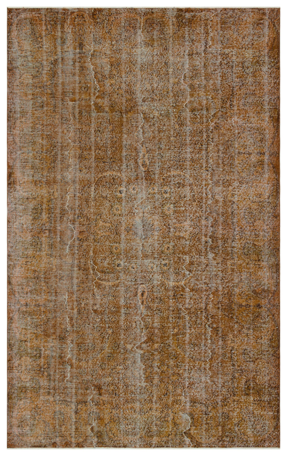 Brown Over Dyed Vintage Rug 6&#39;3&#39;&#39; x 9&#39;10&#39;&#39; ft 190 x 300 cm