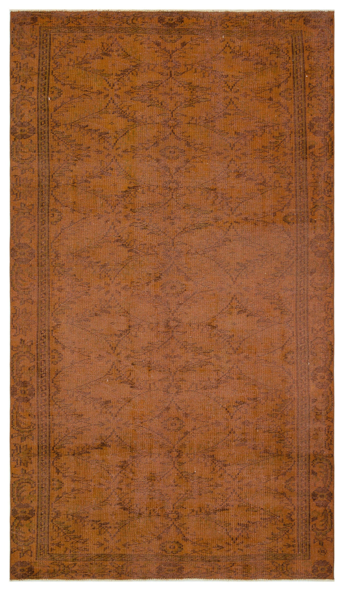 Brown Over Dyed Vintage Rug 5&#39;5&#39;&#39; x 9&#39;1&#39;&#39; ft 164 x 278 cm