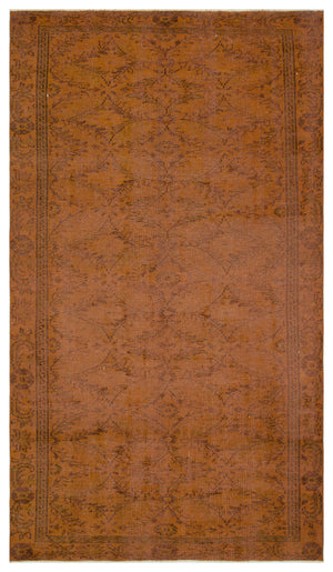 Brown Over Dyed Vintage Rug 5'5'' x 9'1'' ft 164 x 278 cm