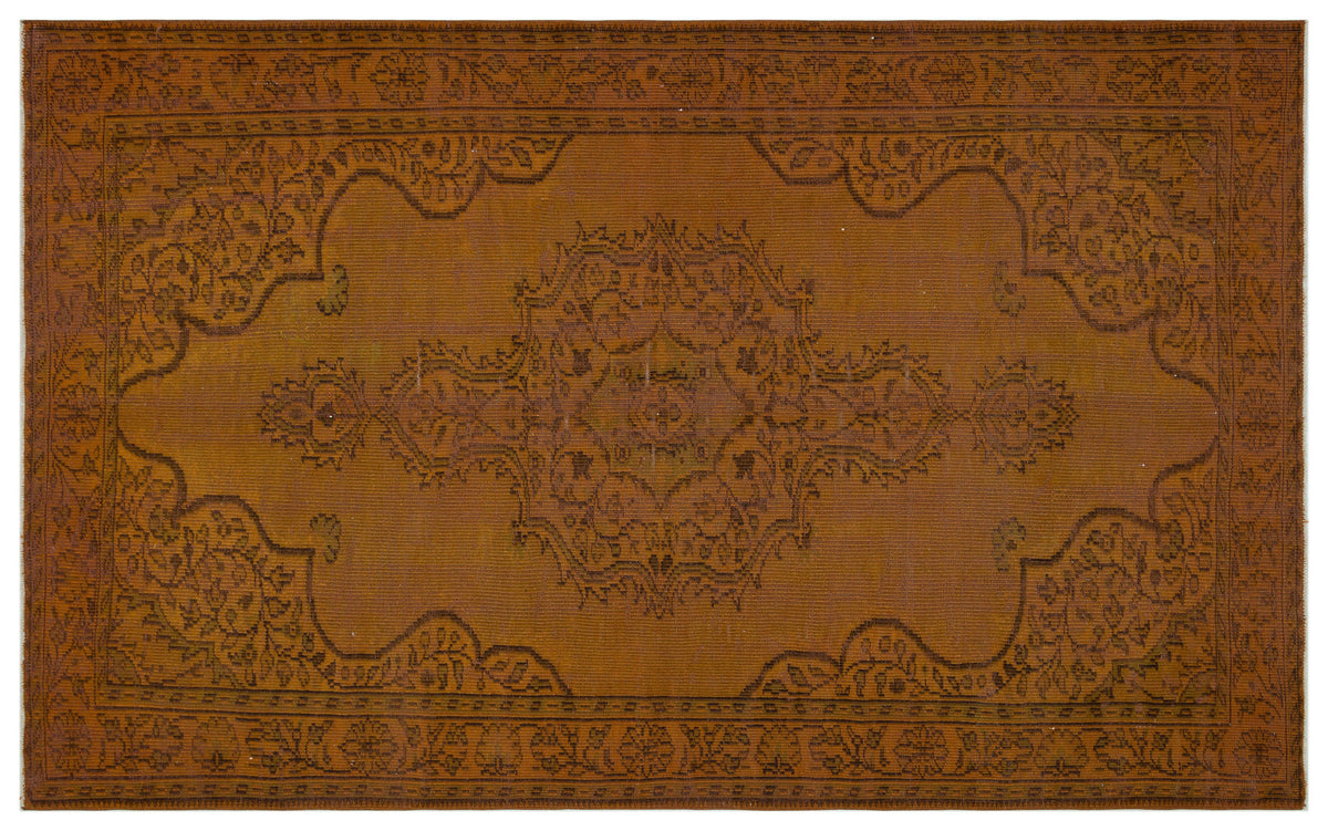 Brown Over Dyed Vintage Rug 6&#39;3&#39;&#39; x 9&#39;10&#39;&#39; ft 191 x 300 cm
