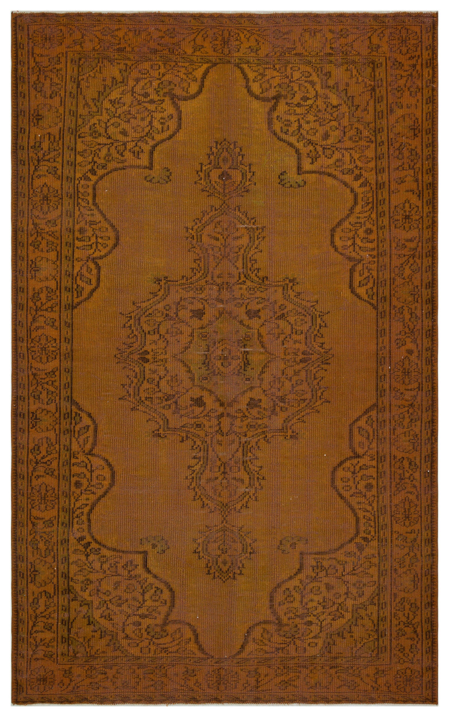 Brown Over Dyed Vintage Rug 6'3'' x 9'10'' ft 191 x 300 cm