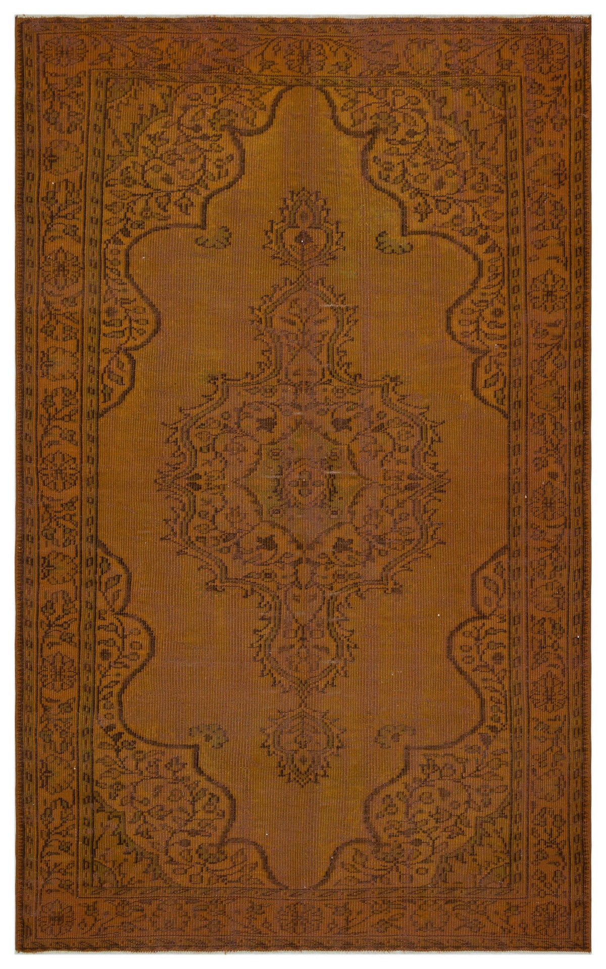 Brown Over Dyed Vintage Rug 6&#39;3&#39;&#39; x 9&#39;10&#39;&#39; ft 191 x 300 cm