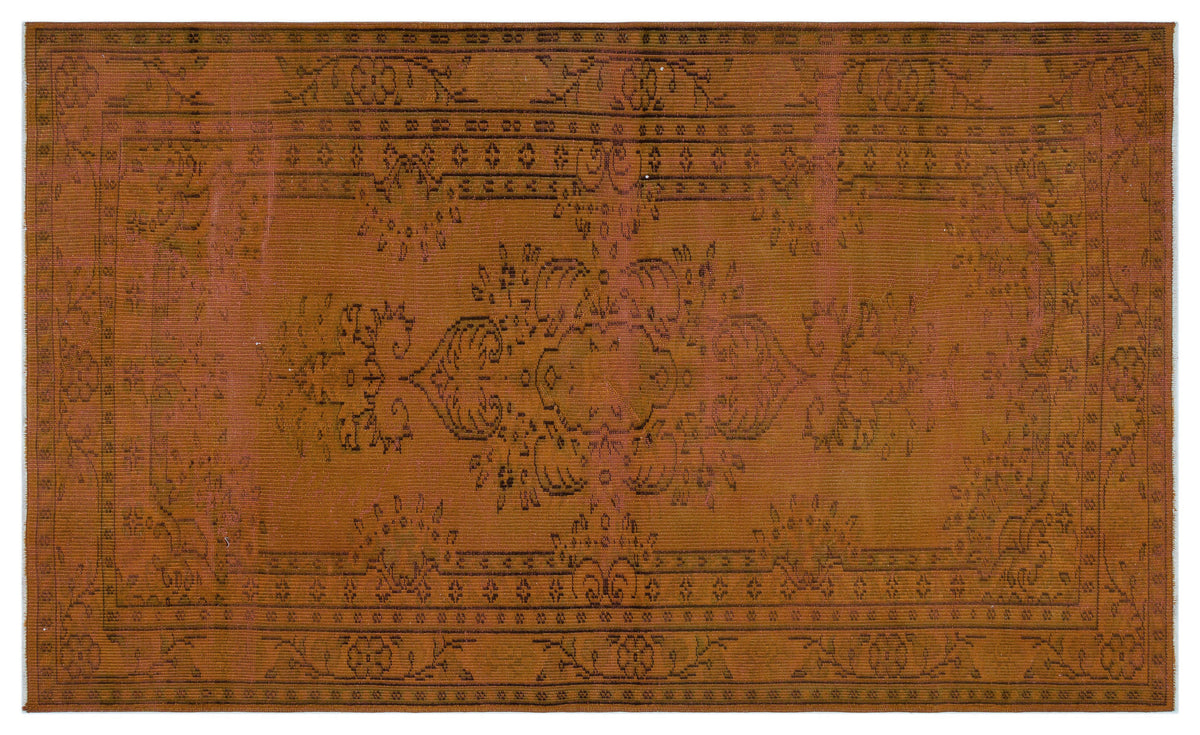 Brown Over Dyed Vintage Rug 4&#39;10&#39;&#39; x 8&#39;0&#39;&#39; ft 148 x 245 cm