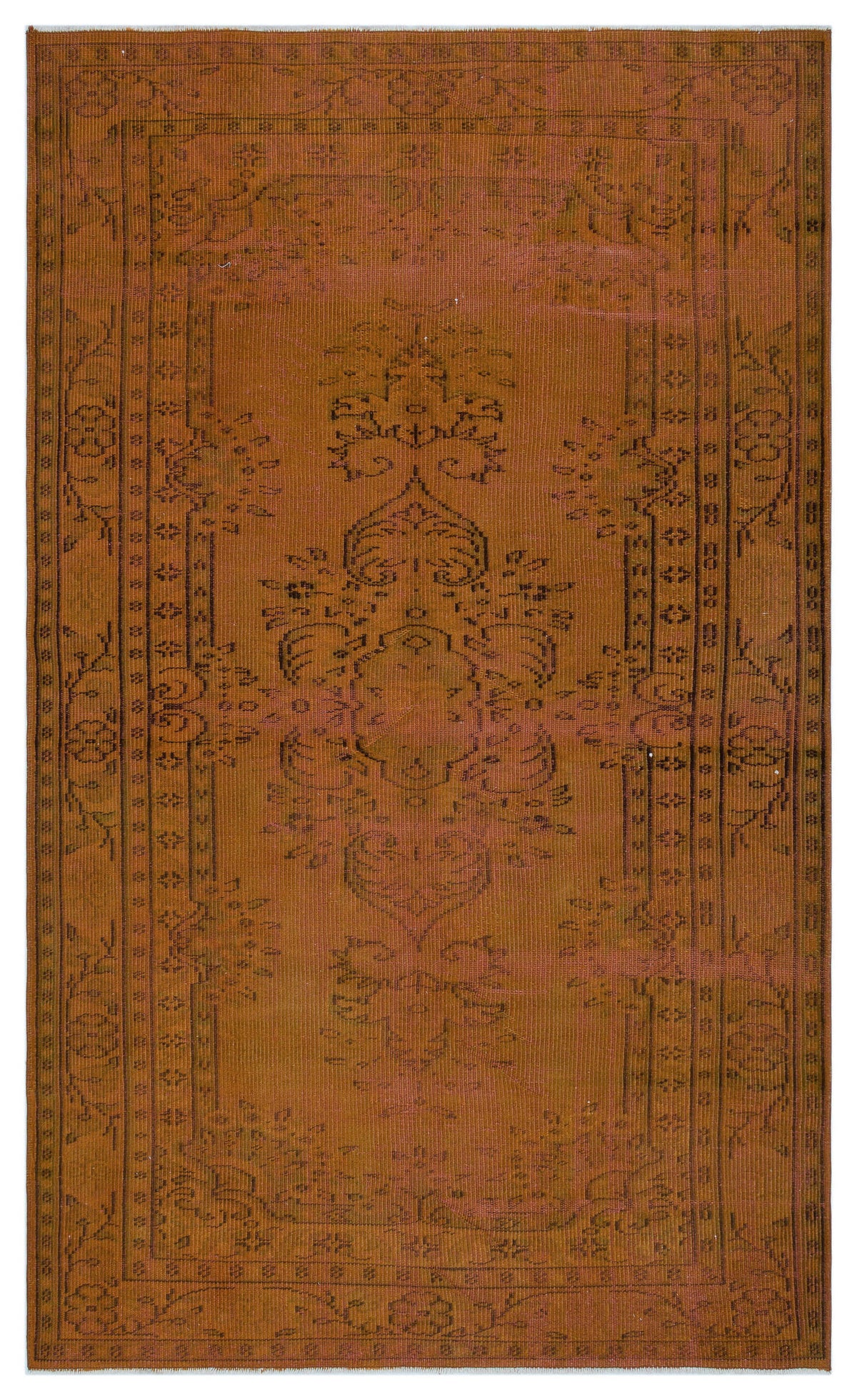 Brown Over Dyed Vintage Rug 4&#39;10&#39;&#39; x 8&#39;0&#39;&#39; ft 148 x 245 cm