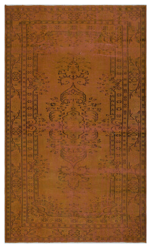 Brown Over Dyed Vintage Rug 4'10'' x 8'0'' ft 148 x 245 cm