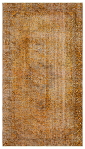 Brown Over Dyed Vintage Rug 5'3'' x 9'1'' ft 161 x 276 cm