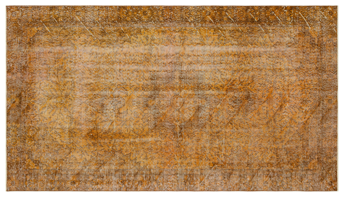 Brown Over Dyed Vintage Rug 5&#39;3&#39;&#39; x 9&#39;1&#39;&#39; ft 161 x 276 cm