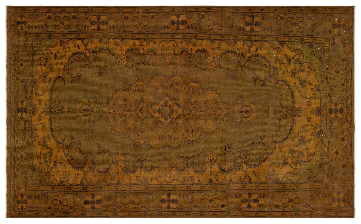 Brown Over Dyed Vintage Rug 5&#39;8&#39;&#39; x 9&#39;4&#39;&#39; ft 172 x 285 cm