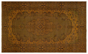 Brown Over Dyed Vintage Rug 5'8'' x 9'4'' ft 172 x 285 cm
