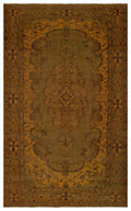 Brown Over Dyed Vintage Rug 5'8'' x 9'4'' ft 172 x 285 cm
