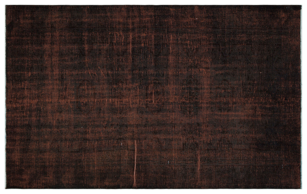 Brown Over Dyed Vintage Rug 5&#39;8&#39;&#39; x 9&#39;2&#39;&#39; ft 172 x 280 cm
