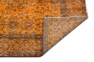 Orange Over Dyed Vintage Rug 5'5'' x 9'6'' ft 166 x 290 cm