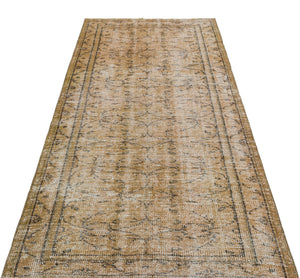 Brown Over Dyed Vintage Rug 3'6'' x 6'9'' ft 106 x 205 cm