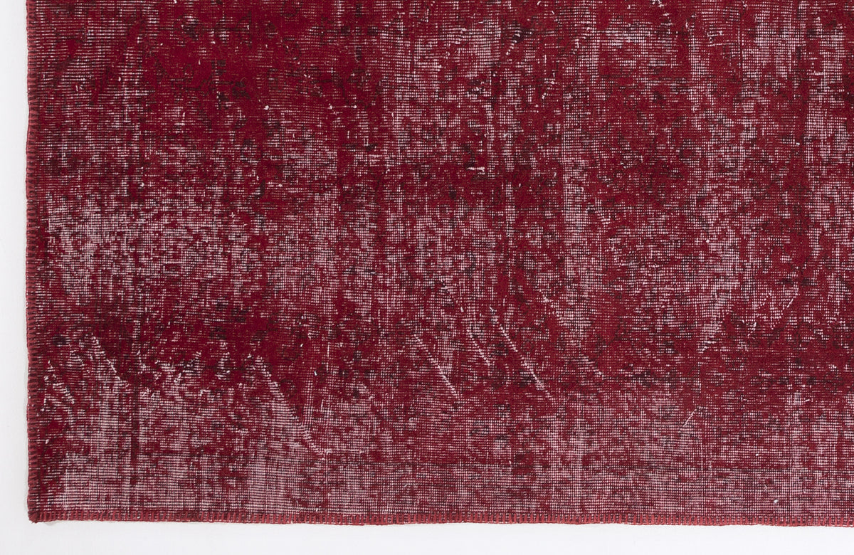 Red Over Dyed Vintage Rug 6&#39;3&#39;&#39; x 9&#39;7&#39;&#39; ft 190 x 292 cm