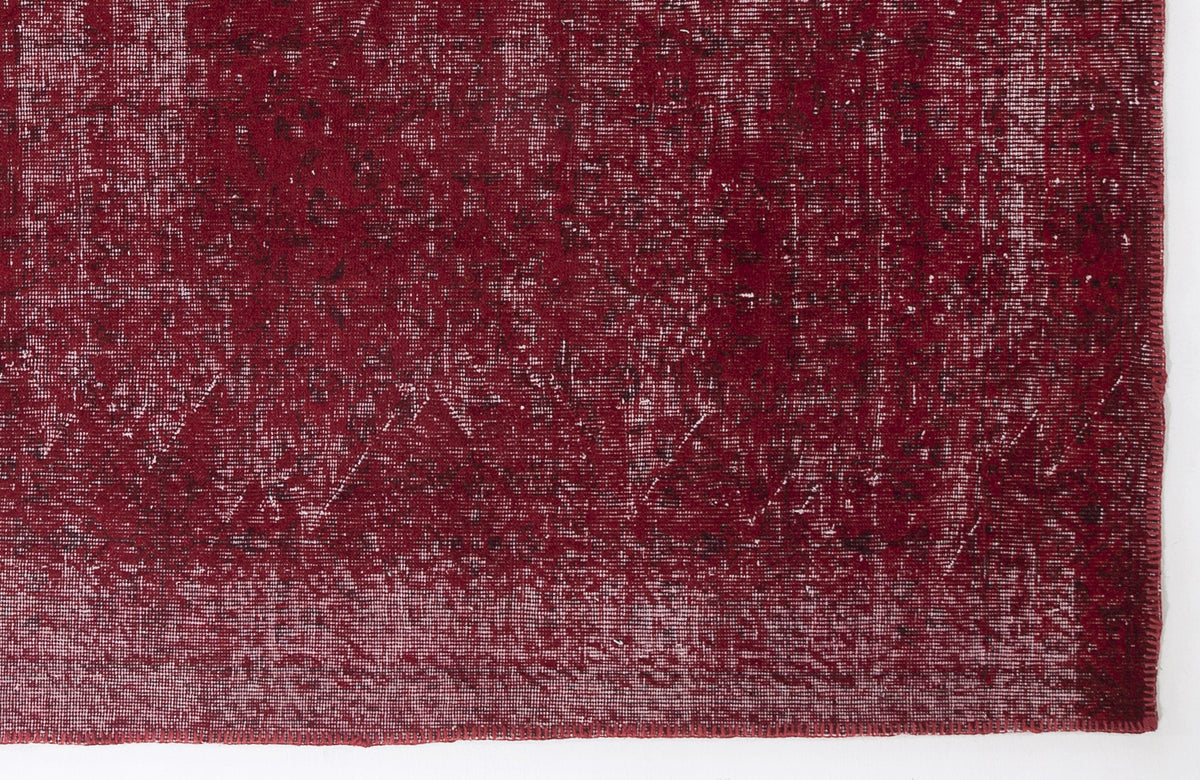 Red Over Dyed Vintage Rug 6&#39;3&#39;&#39; x 9&#39;7&#39;&#39; ft 190 x 292 cm