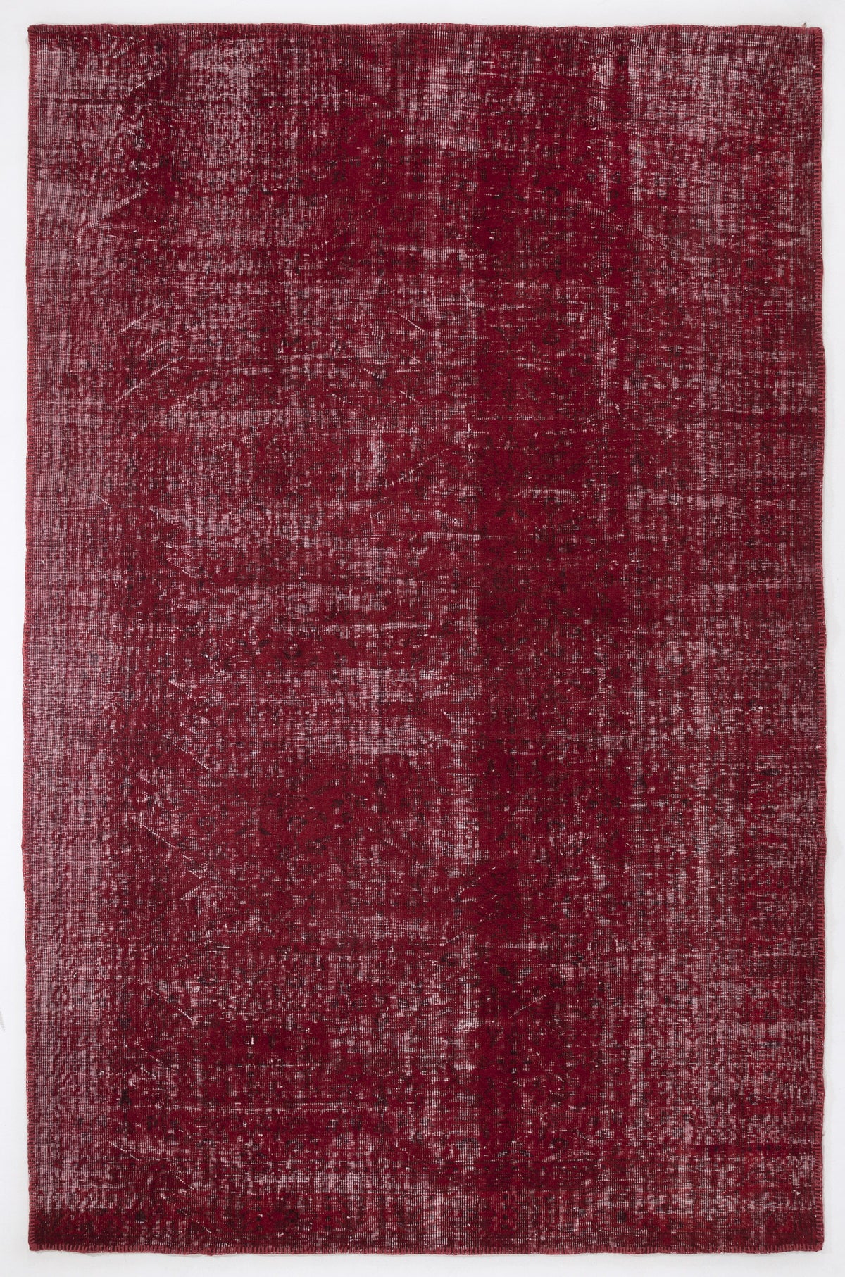 Red Over Dyed Vintage Rug 6&#39;3&#39;&#39; x 9&#39;7&#39;&#39; ft 190 x 292 cm