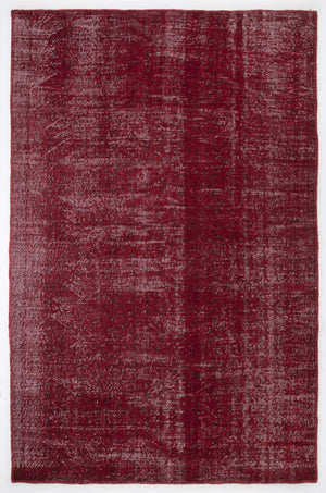 Red Over Dyed Vintage Rug 6'3'' x 9'7'' ft 190 x 292 cm