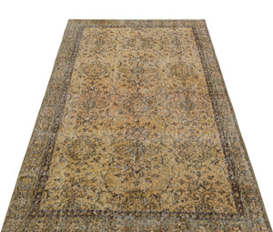 Beige Over Dyed Vintage Rug 3'7'' x 6'7'' ft 110 x 200 cm