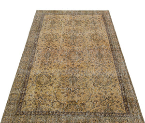 Beige Over Dyed Vintage Rug 3'7'' x 6'7'' ft 110 x 200 cm