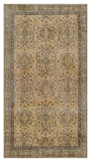 Beige Over Dyed Vintage Rug 3'7'' x 6'7'' ft 110 x 200 cm