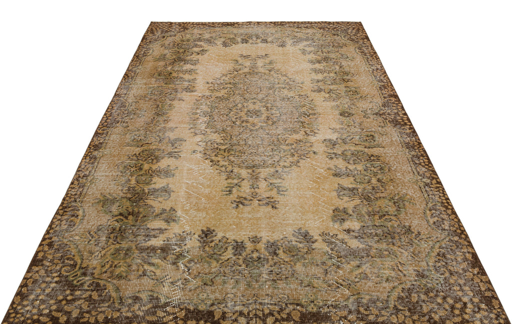 Brown Over Dyed Vintage Rug 5'8'' x 8'6'' ft 172 x 260 cm