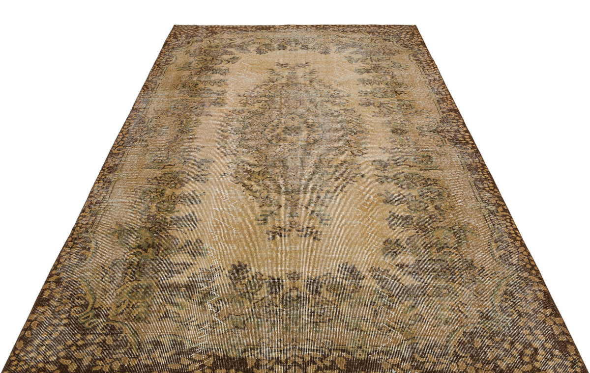 Brown Over Dyed Vintage Rug 5&#39;8&#39;&#39; x 8&#39;6&#39;&#39; ft 172 x 260 cm