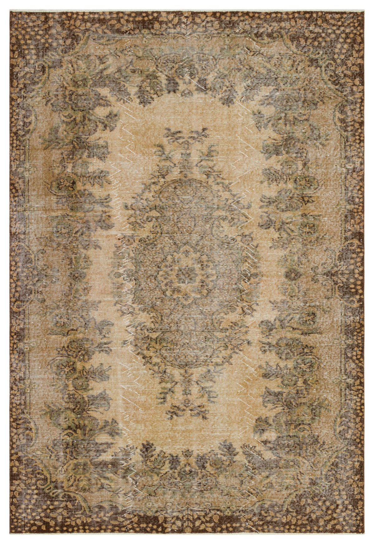 Brown Over Dyed Vintage Rug 5&#39;8&#39;&#39; x 8&#39;6&#39;&#39; ft 172 x 260 cm