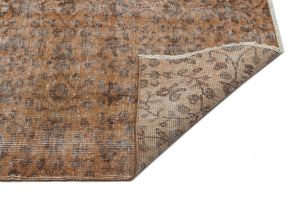 Brown Over Dyed Vintage Rug 5'10'' x 9'7'' ft 177 x 291 cm