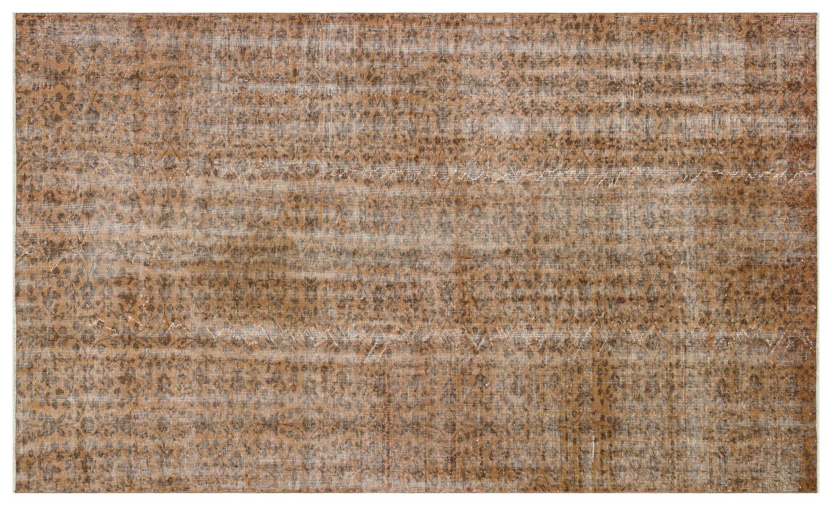 Brown Over Dyed Vintage Rug 5&#39;10&#39;&#39; x 9&#39;7&#39;&#39; ft 177 x 291 cm