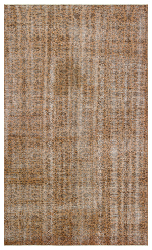 Brown Over Dyed Vintage Rug 5'10'' x 9'7'' ft 177 x 291 cm